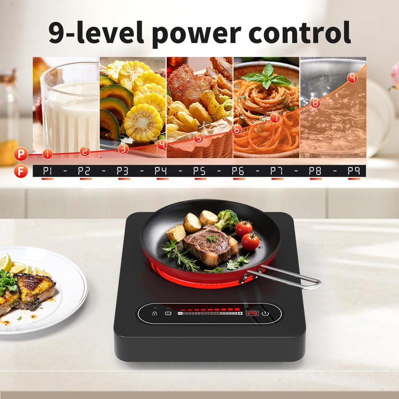 VBGK Single Burner Electric Cooktop,110V 1800W Electric Stove Top with
