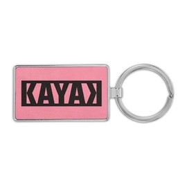 RDW Palindrome Kayak Premium Leatherette Keychain kayaking yak kayaker watercraft - Pink