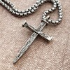 FORGIVEN JEWELRY Nail Cross Large For MenAntique Silver Finish Pendant