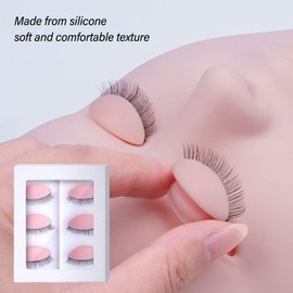 Replacement Eyelids, 3 Pairs Double Layers Eyelashes Eyelids, Realistic Eyelids for Eyelash Training and Practice, Silicone Practice Eyelash Eyelids, Mannequin Head Removable Parts (Skin Color)