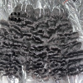 100% Human Raw Cambodian Indian Hair Bundles Vendor Raw Human Hair  Straight Natural Body Wave and Burmese Curly Bundlecolor: Burmese curly bundle, Stretched Length: 10 Inches