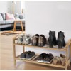 BambooMN 2-Tier Bamboo Wood Shoe Rack, for Entryway or Doorway