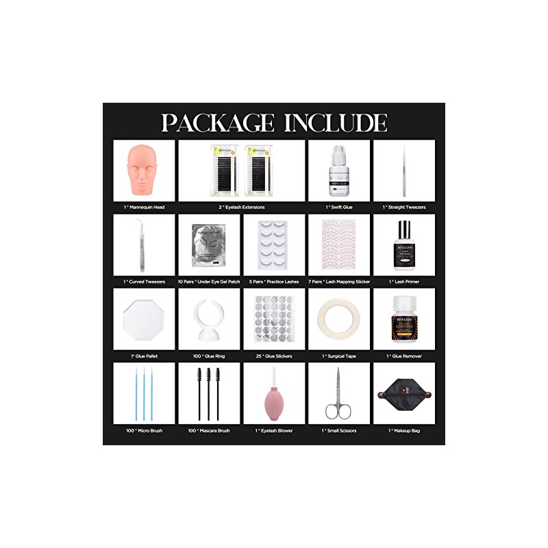 BEYELIAN- Kit de suministros para extensiones de pestañas: este kit