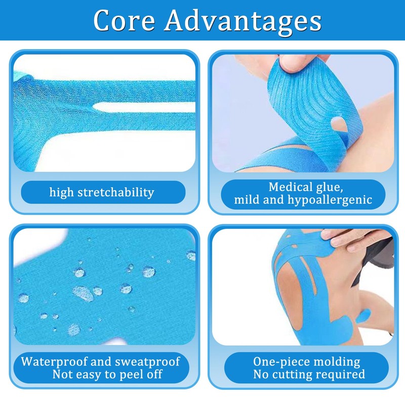 Precut Kinesiology Tape for Knees, 12PCS Breathable Knee Tapes for