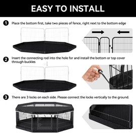 PJYuCien Dog Playpen Bottom Pad - Stabilize The Dog Play Pen, Easy to Clean and Waterproof, Fits Most 8 Panels 32 Inch Width Metal Dog Fence Octagonal Dog Playpen(Only PlayPen Bottom Pad, No Playpen)