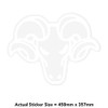 Large 460mm 'Ram Head' Clear Static Window Cling Sticker/Decal (White)