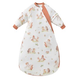 Chilsuessy Baby Sleeping Bag Winter with Removable Long Sleeve Warm Padded Baby Sleeping Bag Children All-Year Sleeping Bag Pyjamas for Boys and Girls, Fairy Tale Forest / 2.5 Tog, L/Baby Height 80-90