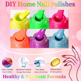 6PCS Neon Nail Varnish Sets - Colorful nail polish Set - No Bake Non UV Nail Polish Quick Dry - Hot Pink Yellow Green Blue Orange Nail Polish Long Lasting for Women French Manicure