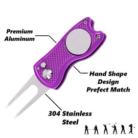 YFFSFDC Golf Fork Folding Golf Fork Repair Fork Portable Zinc Alloy Golf Equipment Accessories Gift Pack of 1 (Purple)