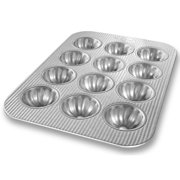 USA Pan Bakeware Mini Fluted Cupcake Pan, 12 Well, Nonstick & Quick Release Coating, Made in the USA from Aluminized Steel
