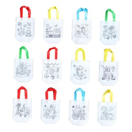 12 Pcs Canvas Grocery Bags Coloring Tote Bags Toys for Kids Diy Goodie Bags Kids Party Favors Bags Outdoors Bags Diy Shopping Bag Painting Party Tote Bag Handbags Manual Child