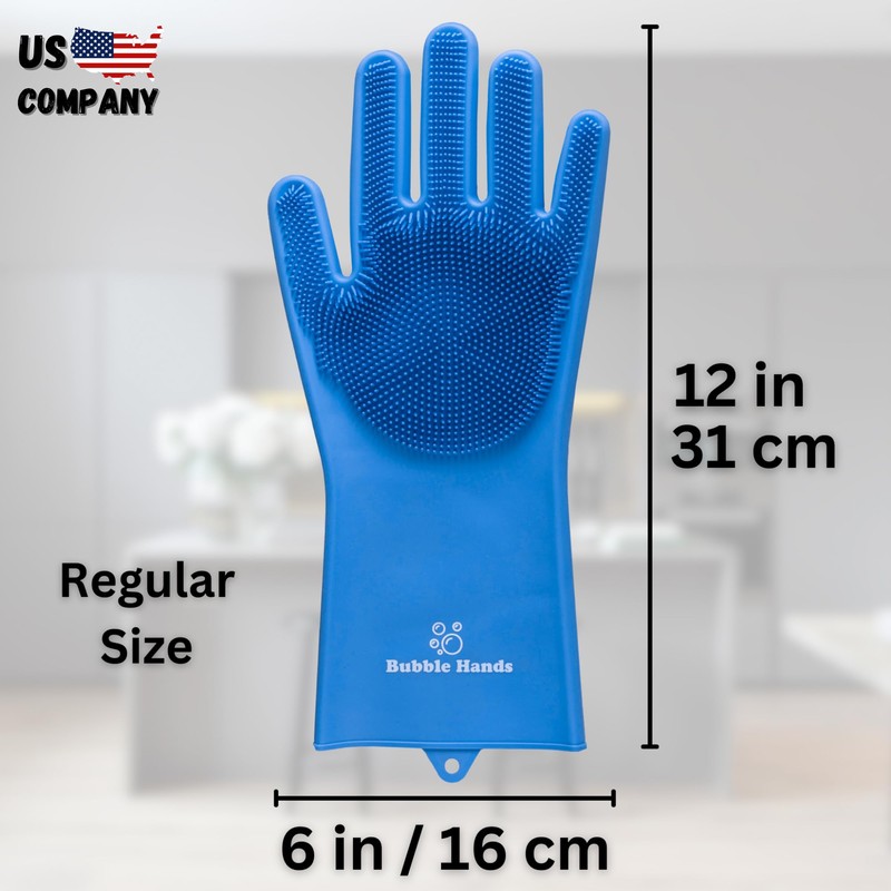 Bubble Hands Dog Washing Gloves with Bristle Scrubbers, Reusable Silicone