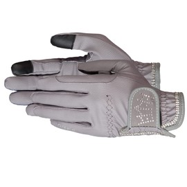 PFIFF Crystal Crown 102599 Riding Gloves with Rhinestones Grey 12