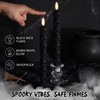 Eywamage Black Skull Flameless Taper Candles with Remote, Flickering Real