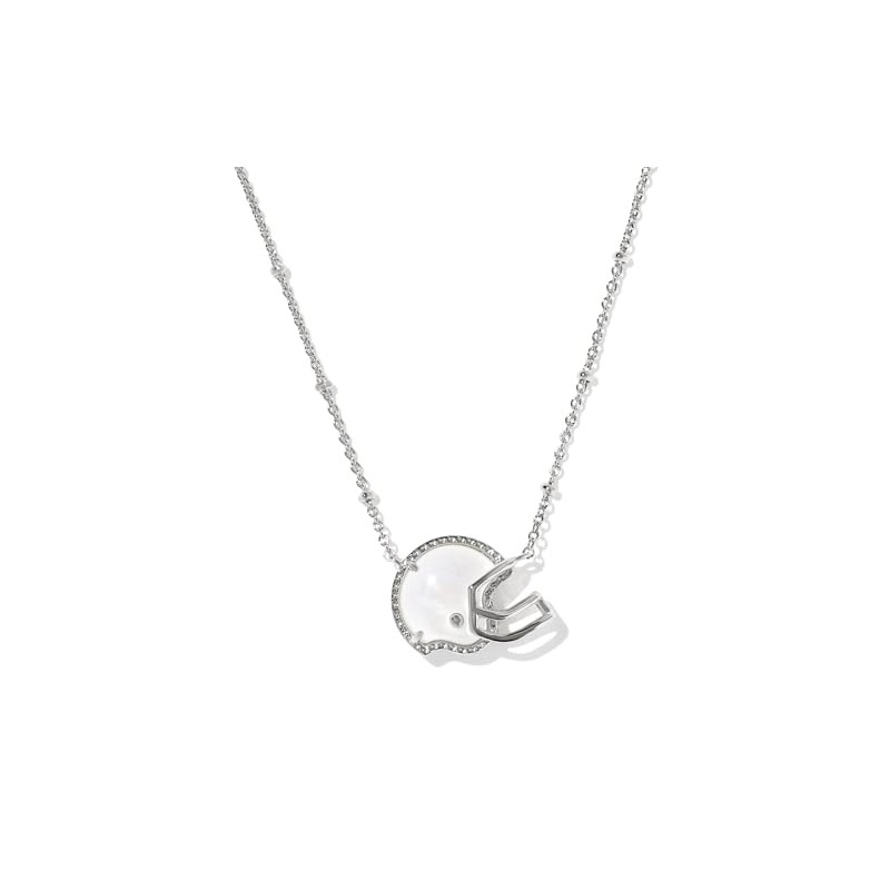 Kendra Scott Football Helmet Short Pendant Necklace, Rhodium-Plated Brass, Fashion