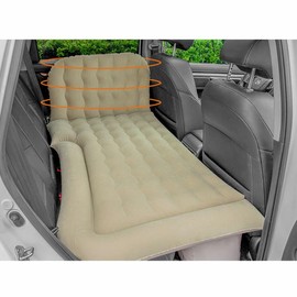 Oshotto Multifunctional Car Inflatable Bed Air Mattress SUV Car Travel Outdoor Campting mat with Two Air Pillows and Air Pump for SUV Polyurethane, Full Full Beige