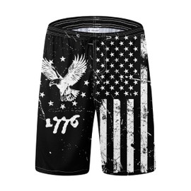 FT FENTENG Mens Swim Trunks for Men, 1776 Patriotic Black American Flag Mens Board Shorts Swimwear Bathing Suit with Mesh Lining, Funny Hawaii Quick Dry Beach Shorts for Men Swimming Trunks, XX-Large