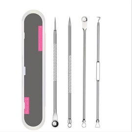 Blackhead Removal Kit, Blackhead Remover, 4 Piece Set with Storage Box for Whitehead Popping, Zit Removal