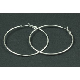 Miniblings Earrings Creole Hoop Earrings Silver Plated Classic Round Rings Loops 50 mm 5 cm