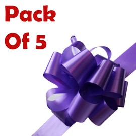 Large Pull Bows for Gifts Wrapping Ribbon Bows Purple Present Wrapping Bows Pompom Gift Bows Wreath Making Crafting Wedding Basket Flower Bouquets Pack of 5