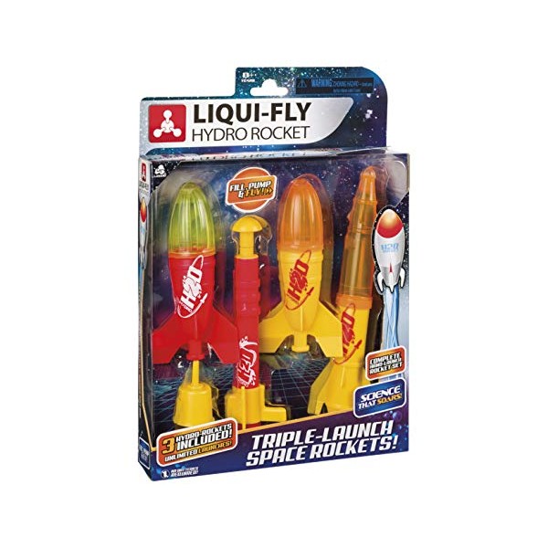 Toysmith Triple-Launch Deluxe Water Rocket Set, Endless Launches, Liqui-Fly Hydro Rockets, Multi (4066)