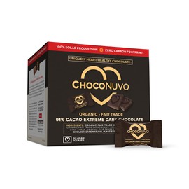 ANDREW LESSMAN ChocoNuvo 91% Cacao 30 Pieces - Organic Fair Trade Extreme Dark Chocolate. Beneficial Plant Sterols to Promote Healthy Cholesterol Balance. 26 Calorie Squares, Low Fat, Low Sugar