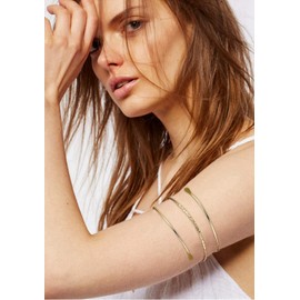 Finrezio 3Pcs Minimalist Coil Upper Armband Adjustable Cuff Armlet Arm Cuff Bracelet Filigree Swirl Gold