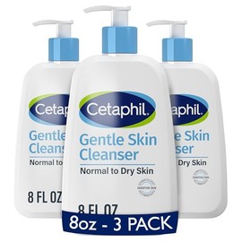 CETAPHIL, limpiador de piel suave hidratante para piel sensible seca a normal, paquete de 3 unidades, sin fragancia, sin jabón y sin espuma           