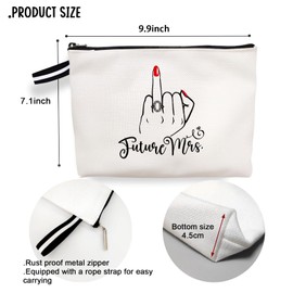 jepuyaya Future Mrs Makeup Bag Cosmetic Bag Travel Pouch Gift, Engagement Gifts, Bride to Be, Bridal Shower Gift for Bride, Bachelorette Party Gifts for Her6JM245