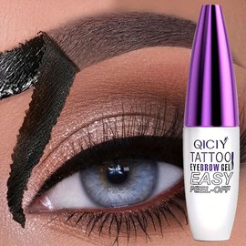 Easy Peel-Off Eyebrow Gel-Waterproof &Sweatproof, Long-Lasting Black or Brown TattooTint, Film Forming, Medium Coverage for All SkinTypes:_4#black