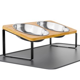 Elevated Whisker Friendly Cat Bowls, 15 Tilted Stand Anti Vomiting Raised Dishes for Food and Water, Stainless Steel Bowls for Cats and Puppy