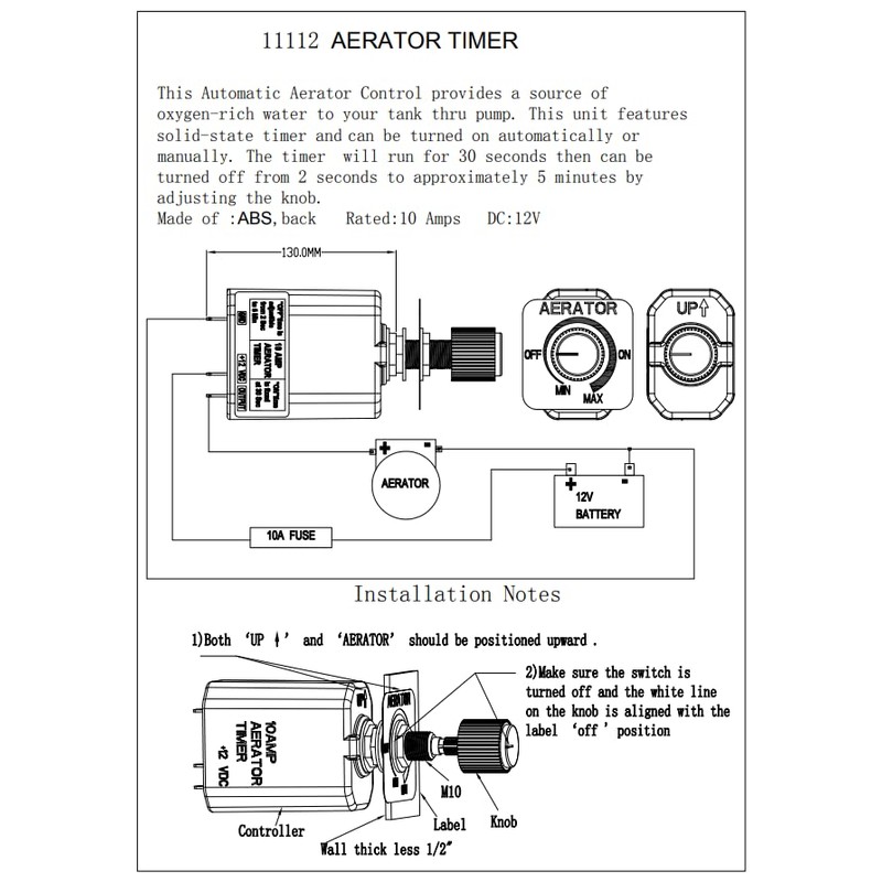 Pactrade Marine Aerator Timer Switch for Livewell Aerator Pump Plus