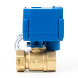 U.S. Solid Motor Ball Valve with Manual Function - 3/4 Inch Brass, Full Bore, 85-265 V AC, 2-Wire Automatic Return, Closed without Current