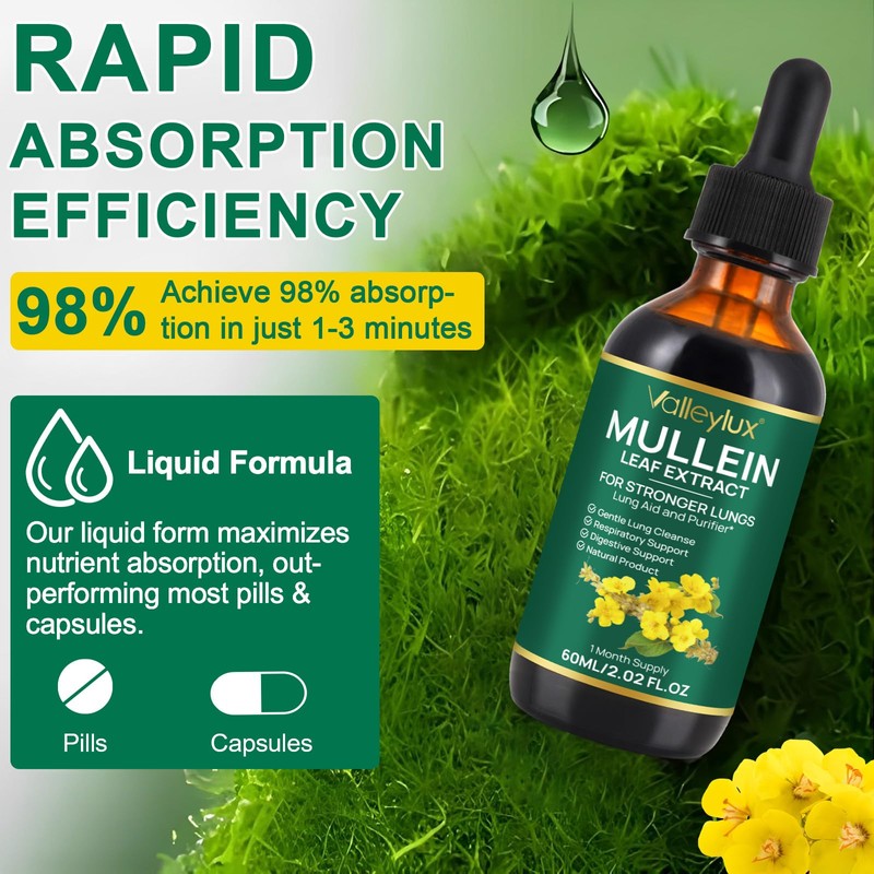 Mullein Leaf Extract for Lung, Mullein Drops, Mullein Leaf Liquid