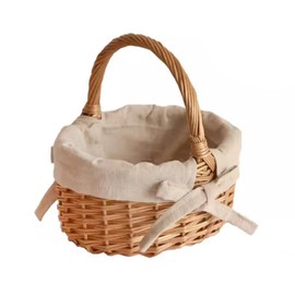 Amagogo Small Wicker Basket Empty Gift Basket, Versatile Wicker Picnic Basket Bread Basket for Harvesting Wedding Garden Decoration