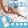 LORESJOY Shower Footrest, Foldable Shower Footrest with Shelf, Shower Footrest