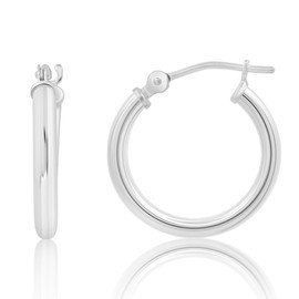 Solid 14k Gold Hoop Earrings for Women | 14k Real Gold Earrings with Click Tops | 0.47 Inches Small White Gold Earrings by MAX + STONE