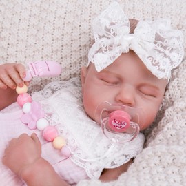 Aori Pacifier Clips for Rebron Baby Dolls Pacifier Holders Silicone Pacifier Clips with Magnetic Pacifier -Pink