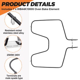 【Upgraded】WB44K10005 WB44K10001 Oven Bake Element Suitable for GE Hotpoint Americana Oven model RB526H3WW,RB757BH1WH,RB787WH1WW,RB787CH2CC,JBS03H2WH,36291114101,ABS200P1WW, JB14Y1DC,etc. by Beaquicy