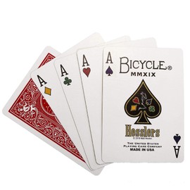 Hesslers (RED) Rider Back Playing Cards, Unique Four-Color Suites (Includes Poker Hand Reference Cards)