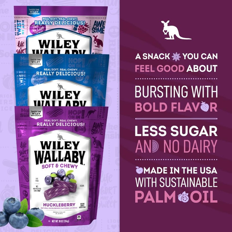 Wiley Wallaby Licorice 10 Ounce Variety Pack - Blueberry Pomegranate,
