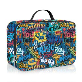 Clastyle Street Graffiti Insulated Lunch Bag Children Small Cool Bag for Boys Waterproof Lunch Bag for Picnic Schools Words Signs