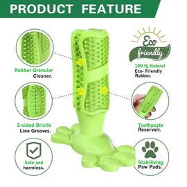 Falnatco Dog Chew Toy Toothbrush Dog Tooth Stick Brush Stick Bone for Dog Teeth Cleaning Squeaky Interactive Toys Silicone Hard Dog Toothbrush for Training and Dental Care