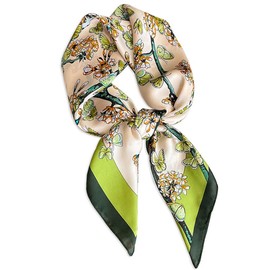 Weximil 100% Mulberry Silk Neck Scarf - 27'' x 27'' Lightweight Neckerchief - Women Men Small Square Digital Printed Scarves Gift Packed 012