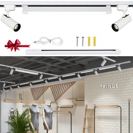 Bravsekai LED Track Lighting Complete Kits 40W 4000K Floodlights and 2x25W 3000K Spotlights with 3.28 feet H Type Rails (White Combination Kit 3 Lights)