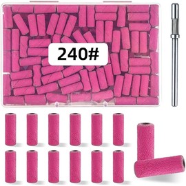 100 Pcs (240 Grit Pink) Small Sanding Bands Nail Drill Bit,Nail Drill Bits,Extreme Fine Grit Mini Sanding Band,Nail Bits,Upgrade 3.1mm Mandrel Bits,Professional Nail Drill Bit for Acrylic Nails