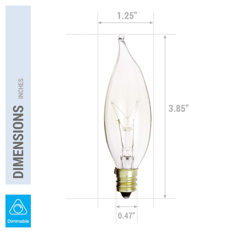 KOR (Pack of 12 25-Watt Clear Candelabra Base (E12) Flame