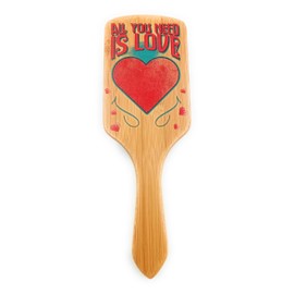Funny Square Bamboo Hair Brush - All You Need is Love (Adults)
