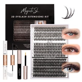 DIY Lash Extensions Kit 320pcs Individual Lashes Clusters 30D 40D 60D D Curl Eyelash Extension Kit with Applicator and Lash Bond&Seal, Lash Remover For False Eyelash Mix 11-20mm (30D+40D+60D KIT)