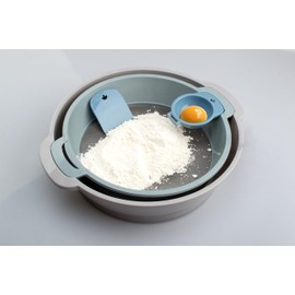Multi-function Flour Baking Sifter 4 pack set: Fine Mesh Round Flour Sifter with Bowl Flour Mixer, Flour Scraper, Egg White Separator, large size 14.5” *New in Stock*